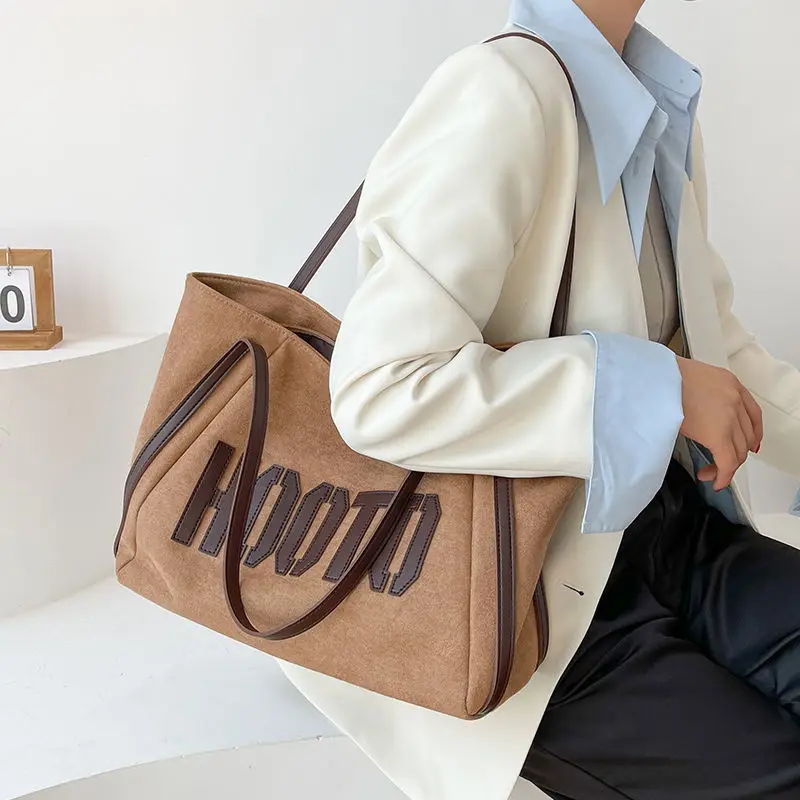 

Richme Vintage Large Capacity Bag Female Casual Letter Patchwork Zippper Tote Shoulder Bags Fashion 2022 New Trendy Bolso Mujer