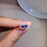cute samll silver sapphire earrings 3mm 100 natural blue sapphire stud earrings solid 925 silver gemstone silver earrings