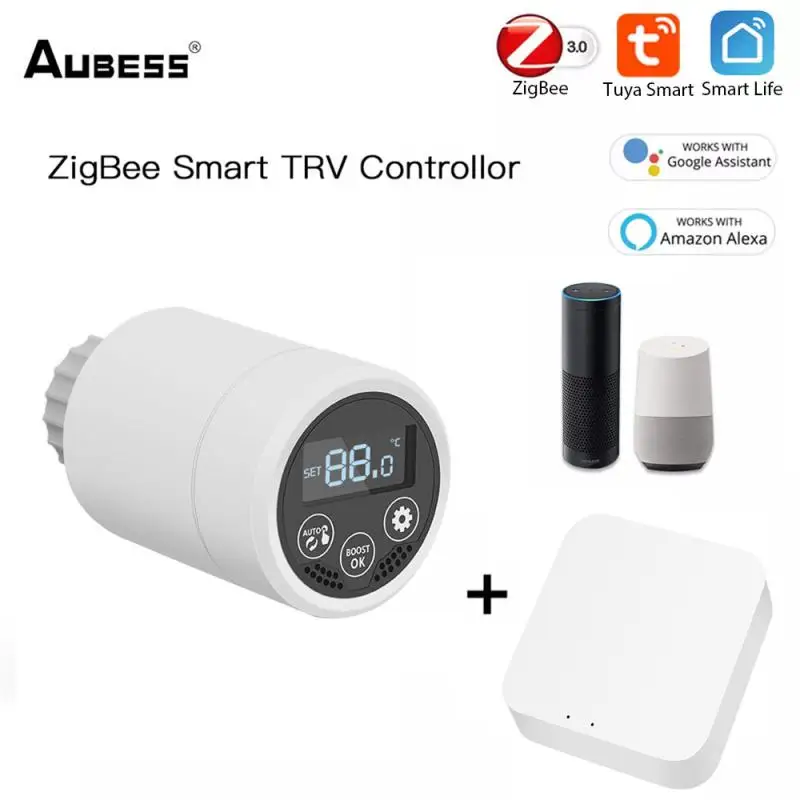 

TRV Tuya ZigBee 3.0 Smart Radiator Actuator Thermostat Programmable Radiator Valve Temperature Controller Voice Control Alexa