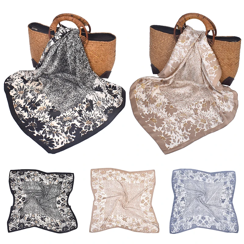 

Floral Hijab Hair Wrap Headscarf Beach Soft Shawl Wrap Female Hair Bands Small Neckerchief Elegant Printed Square Scarf DIY