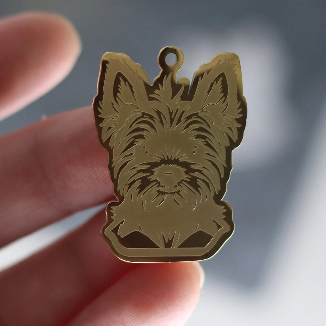 2 шт./партия подвеска в виде собаки терьера из нержавеющей стали