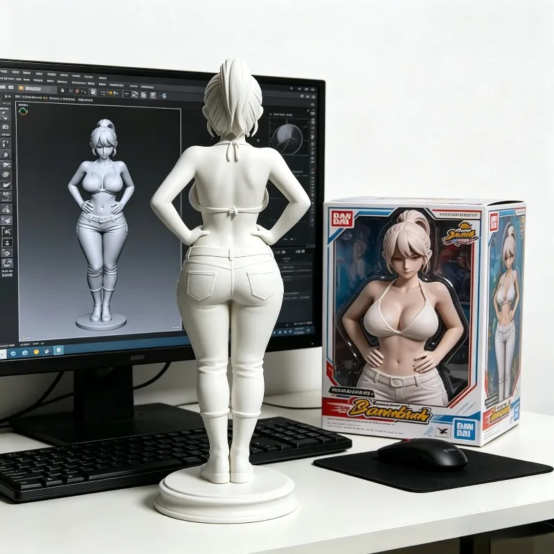 Фото Статуэтка Богини для 3D-печати: Настольное украшение с высоким хвостом, в джинсах, стереоскопический декор в стиле Pure Desire, индивидуальная художественная модель №2