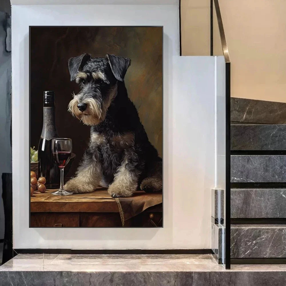 Портреты собак Такса золотой эндодододол шнаузер наслаждаясь вином холст