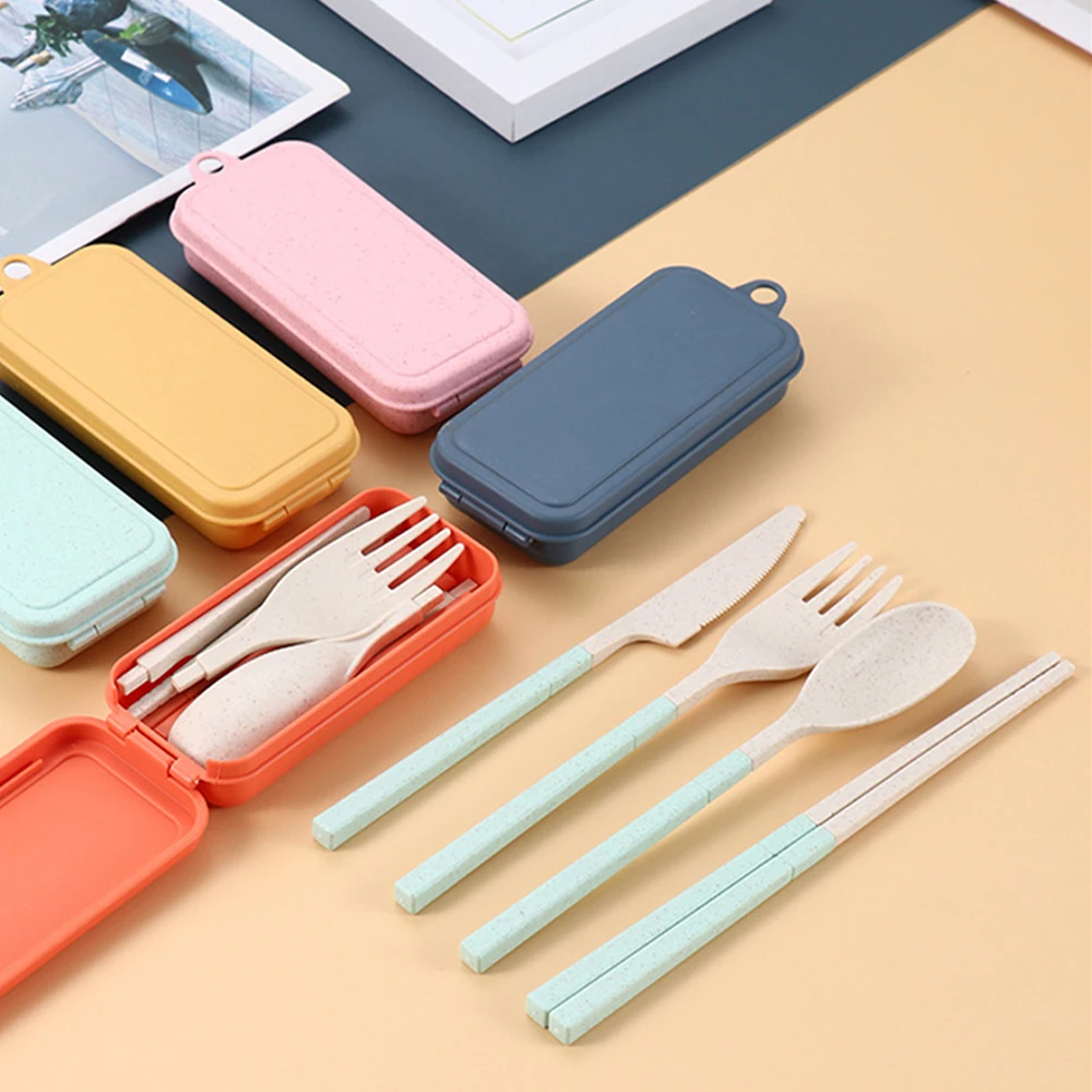 

Outdoor Folding Knife Four Piece Suit Chopsticks Removable Portable Spoon Children Dinnerware Tableware Dinner Set Fork