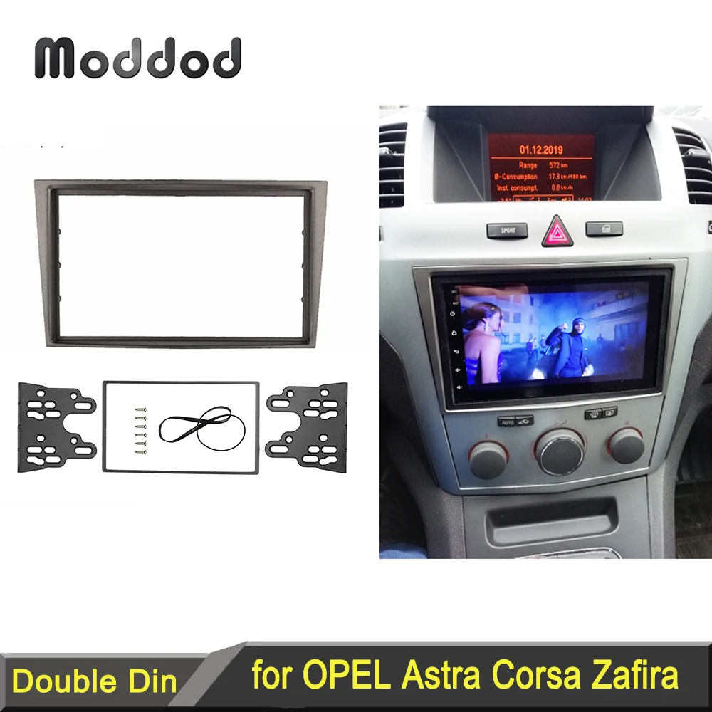 Double 2 Din Radio Frame for Opel Astra Antara Corsa Zafira GMC Fascia Dash Installation Trim Kit Face Plate Bezel Stereo Panel