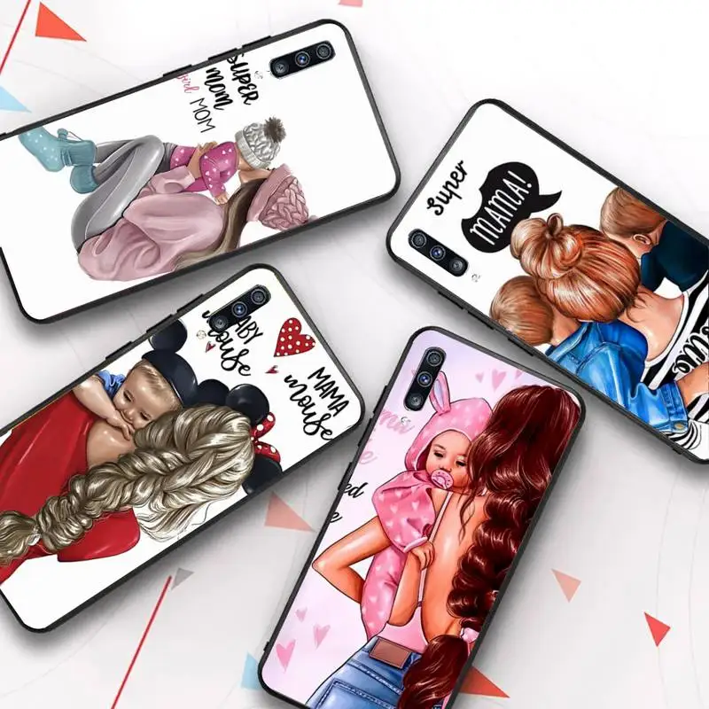 

Brown Hair Baby Mom Girl Phone Case for Samsung A51 01 50 71 21S 70 31 40 30 10 20 S E 11 91 A7 A8 2018