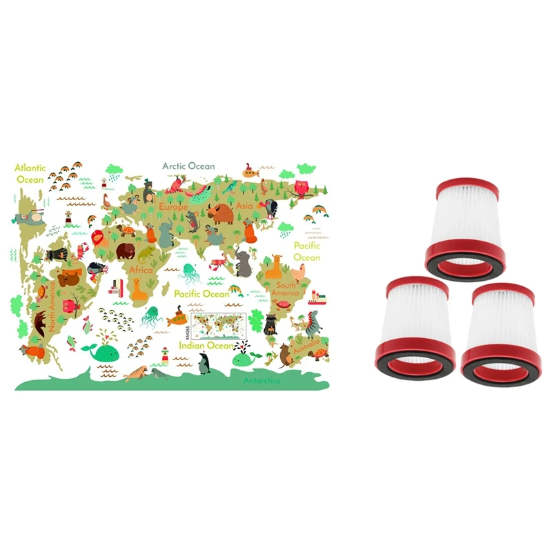 

Наклейки на стену с изображением животных, карты мира, обои и фильтр «сделай сам» для Xiaomi Deerma VC01, фильтр, портативный пылесборник, аспиратор