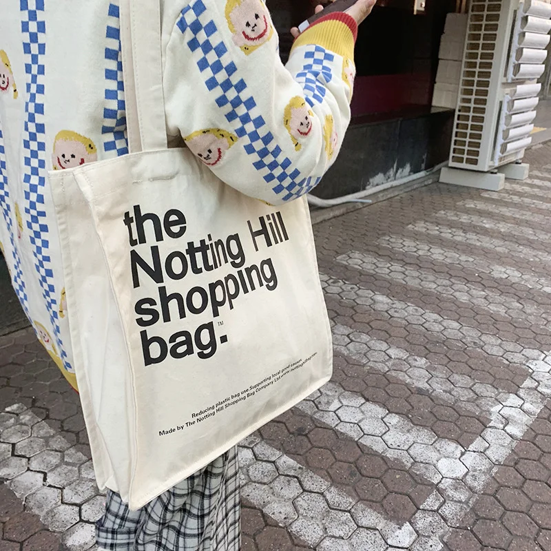 

Холщовая Сумка для покупок для женщин, Дамская хлопковая тканевая Сумочка для книг с надписями на гору, вместительная многоразовая сумка для продуктов