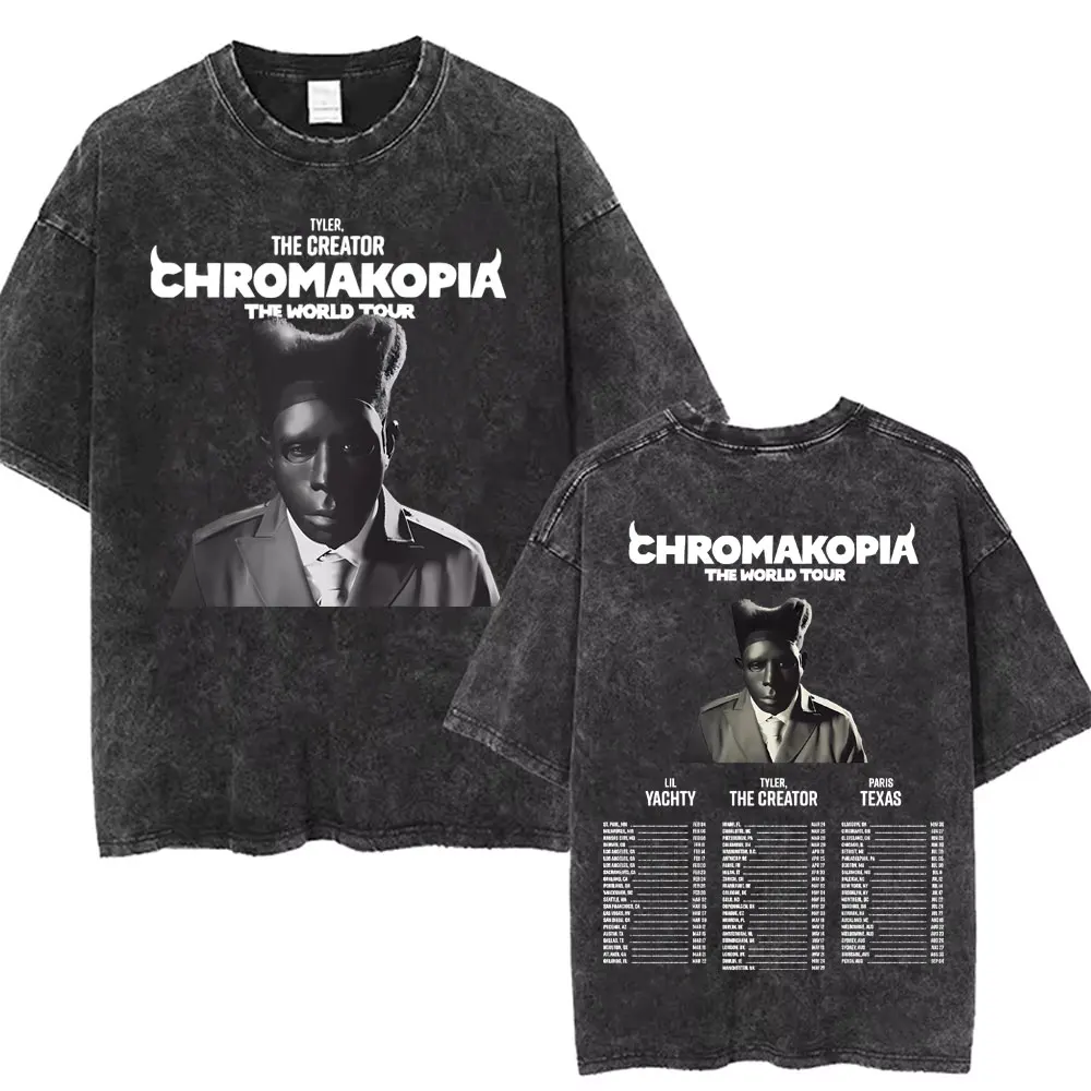 Винтажная футболка Tyler The Creator Chromakopia World Tour с двусторонним принтом для мужчин и