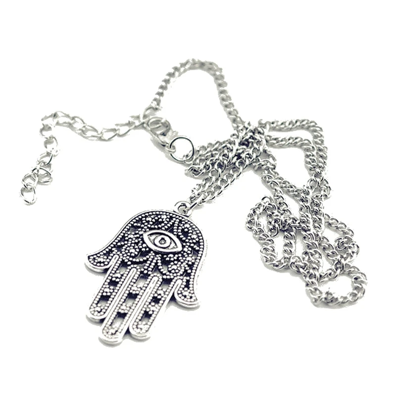 

Necklace pendant chain Kabbalah Hamsa Fatima Hamsa Mauvals to hand eye long silver