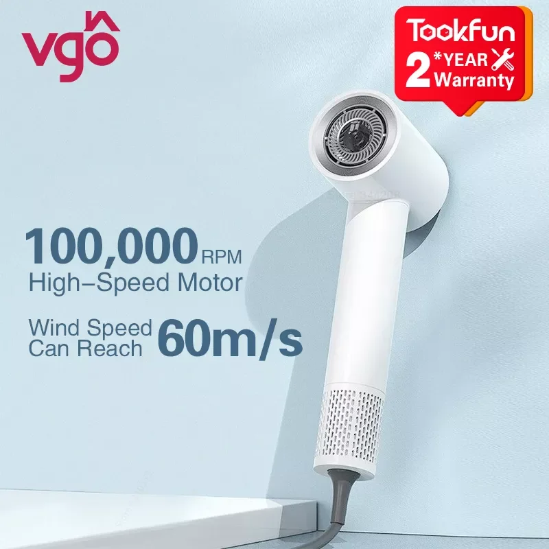 

2022 VGO Anion High Speed Hair Dryers 100,000 RPM 1300W 60m/s Temperature And Speed Adjustment Professional Quick Dry Hair Care