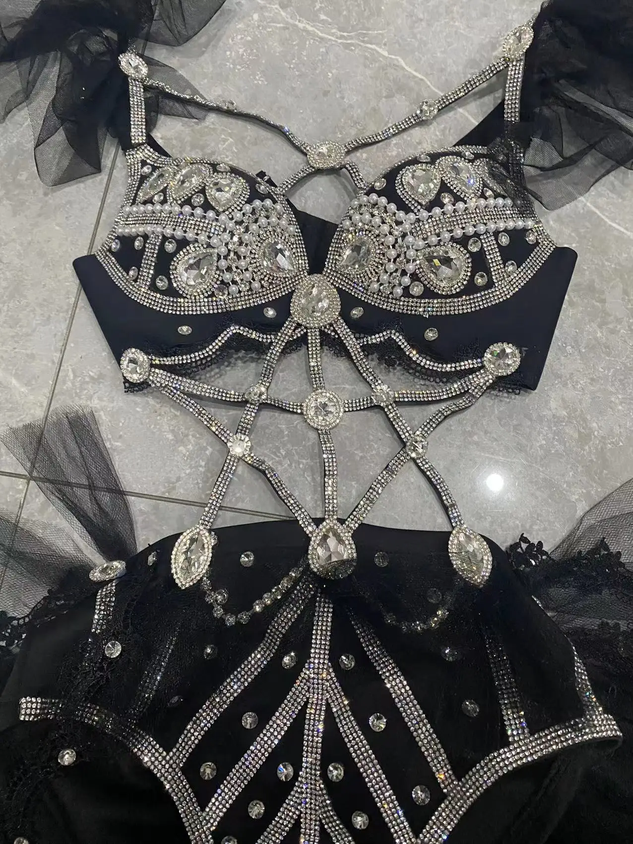 Певица сценическая одежда костюм для ночного клуба бара танцев роскошный