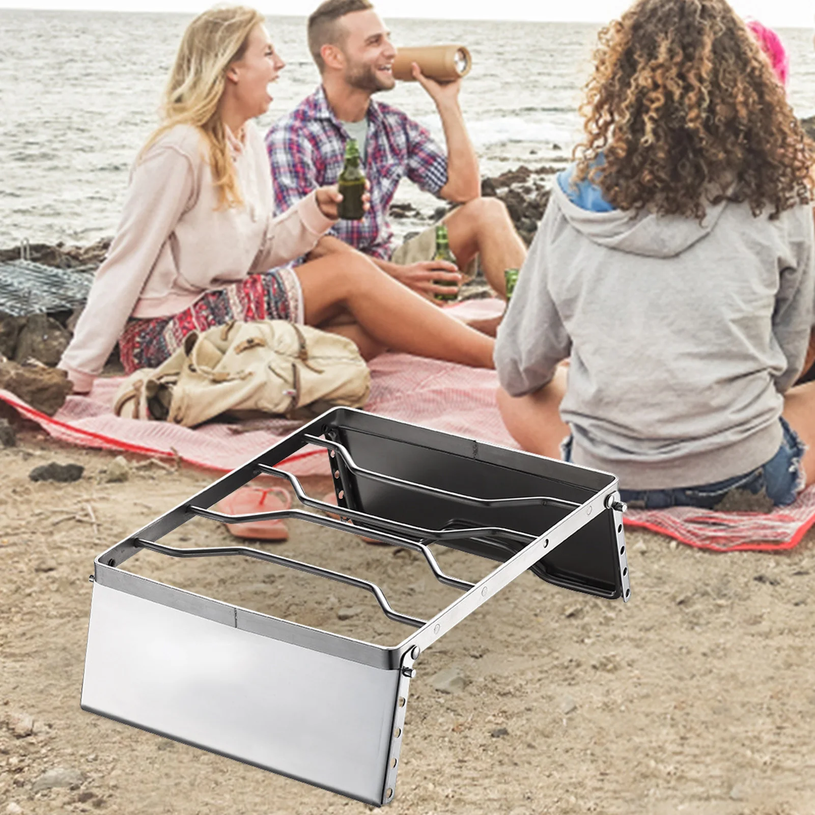 

Portable Camping Stove Campfire Grill Grate Over Fire Pit Portable Campfire Cooking Equipment With 5 Gear Adjustable Height Over