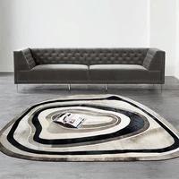 new streamlined gray carpet horsehair pattern printed floor mat black and white personality postmodern living room round rugs