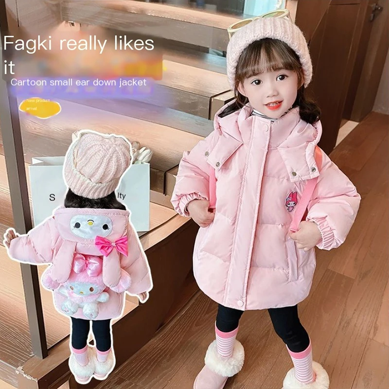 

2023 My Melody Sanrio Kawaii Anime Winter New Girls Down Quilted Jacket Kuromi Cute Cartoon Fashion Thicken Coat Toys for Kids