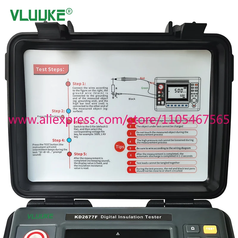 Фото Цифровой мегаомметр VLUUKE KD2677 для измерения сопротивления изоляции с электронным питанием, защита IP67, 220В, точность 0.2 №5