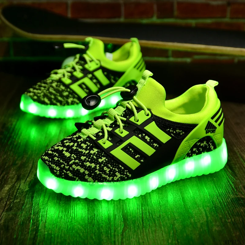 2022Fashion Kids USB Luminous Sneakers Glowing Children Lights Up Casual Shoes with Led Slippers Girls Illuminated Footwear Boys