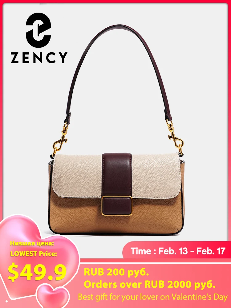 Zency 2023 Luxury Designer Vintage Cowhide Leather Women Shoulder Bag Messenger Female Split Leather Flap Handbags Crossbody Bag