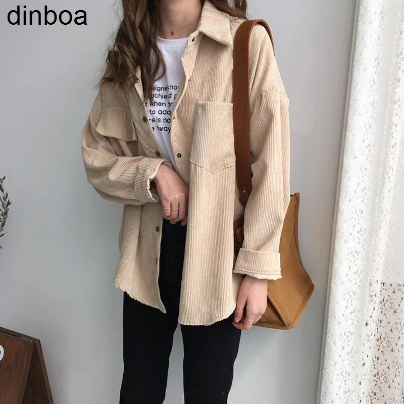 

Dinboa-вельветовые винтажные Женские куртки в стиле Харадзюку, модные корейские шикарные элегантные куртки, осенняя куртка большого размера д...