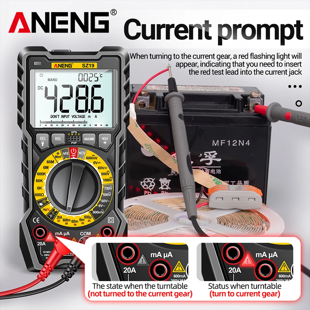 

ANENG Digital LCD Display 6000 Counts Multimeter Voltage Tester Voltmeter Multi-purpose Measure Meter Backlight Ammeter