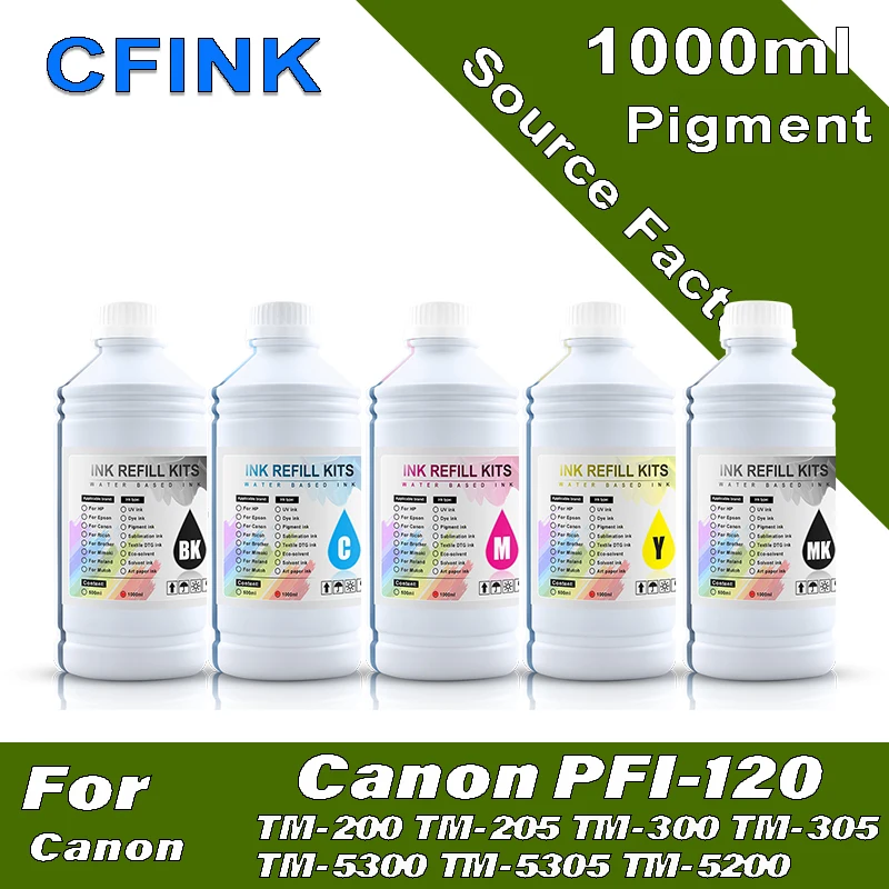 1000ml Φ для Canon PFI-120 TM200 пигментные чернила заправки TM-200 TM-205 TM-300 TM-305 Printer TM-5300 пигмент