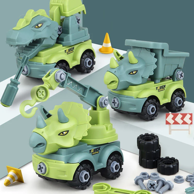 

Children's Dinosaur Construction Boy Toy Set Educational Designer Montessori Model Disassembly Assembly Puzzle Toys for Kids Car