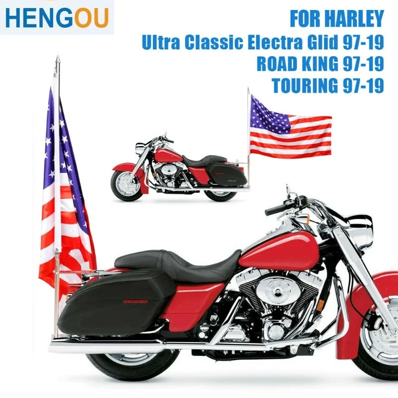 

Хромированный задний флаг для мотоцикла, огромный американский флаг для Harley Ultra Classic Electra Glid Road King Touring 1997-2019