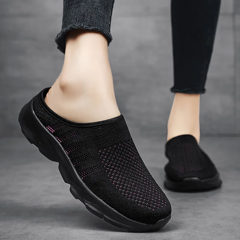 Удобная дышащая сетчатая повседневная обувь для мужчин и женщин полуприцеп