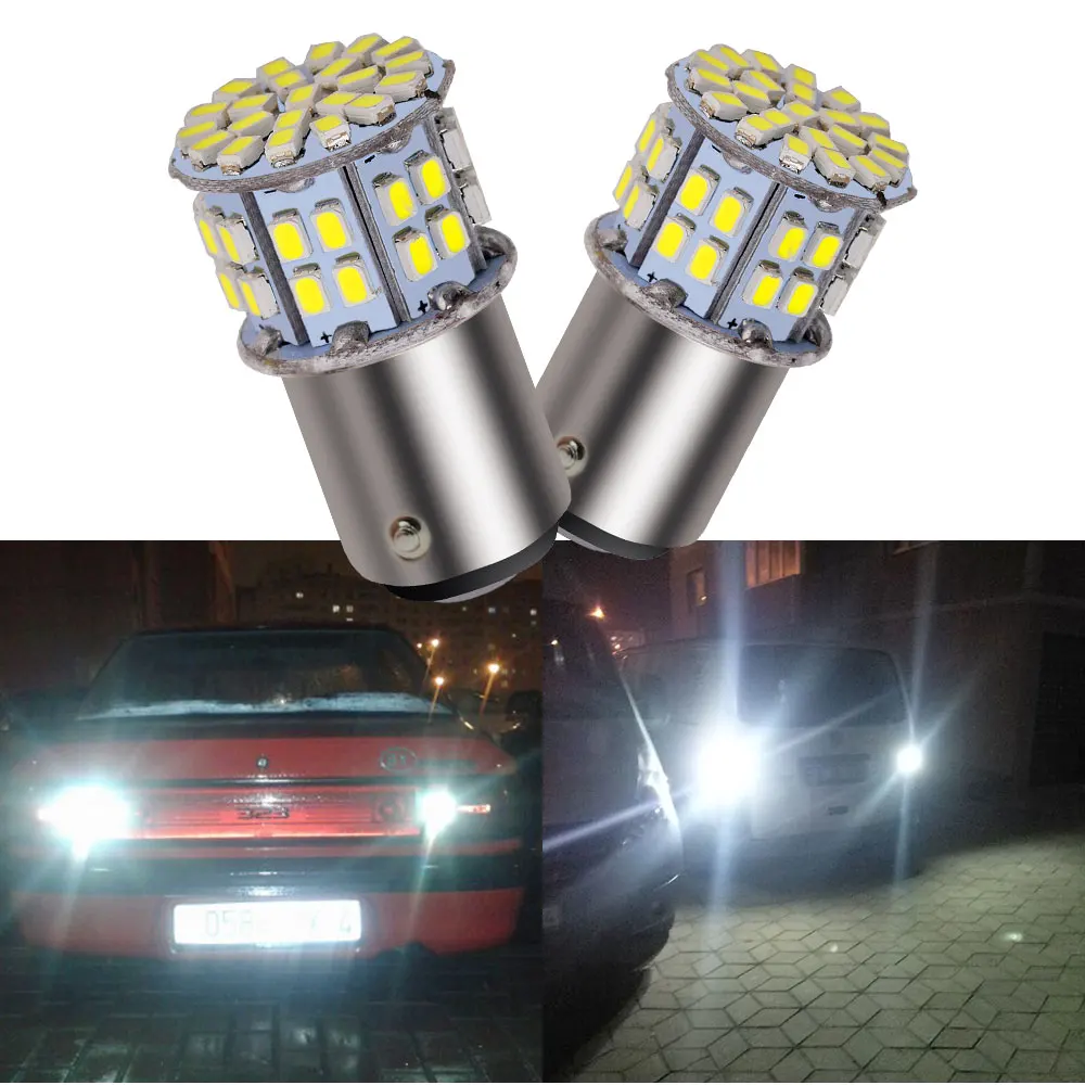 

1pc New Car Auto Brake Parking Tail Lights Reserve Fog Lamps 1156 Red Yellow White 3020 50SMD Auto Reverse Bulbs Car Styling 12V