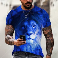 fashion animal lion graphic 3d men t shirt summer casual o neck short sleeve oversized male t shirt streetwear trendy tops tees