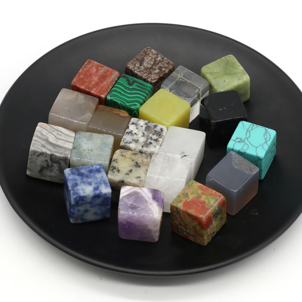 

20PCS Square Ornament Natural Amethyst Turquoise Stone Whiskey Ice Wine stone Bead Jewelry MakingDIY Gift Healing Gem Home Decor