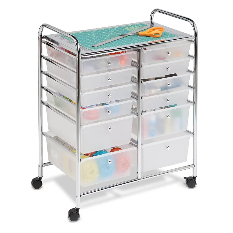 

Honey-Can-Do Rolling Storage Cart and Organizer with 12 Plastic Drawers