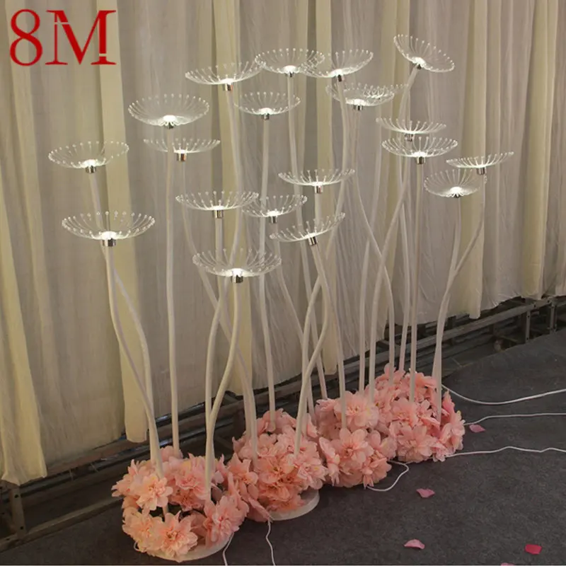 

8M Modern White Acrylic Standing Flowers LED Walkway Road Lead Lights for Wedding Party Events Decoration