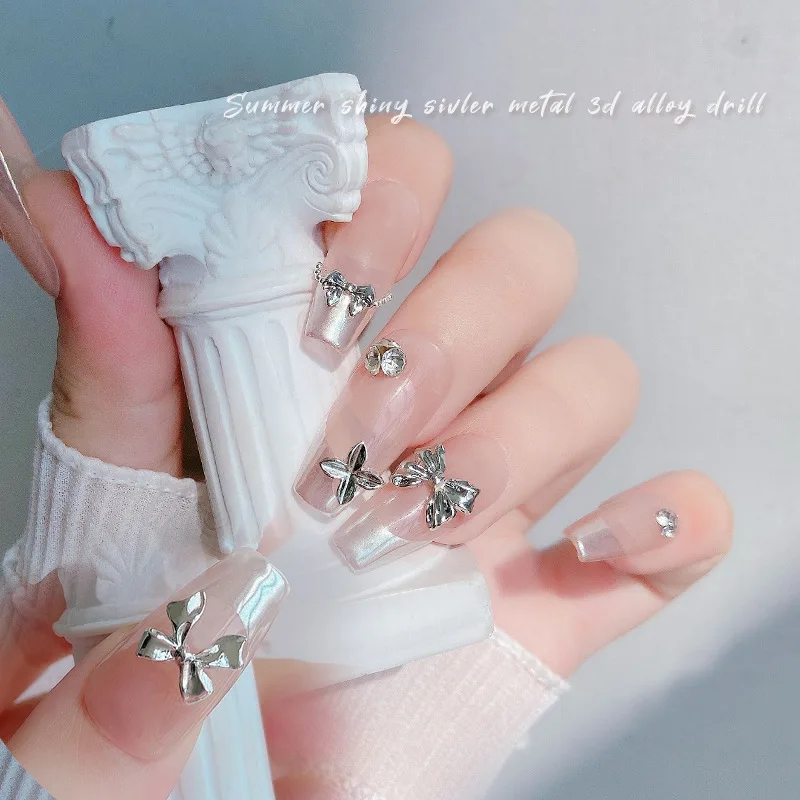 

10 шт., серебряные/золотые ювелирные украшения для ногтей