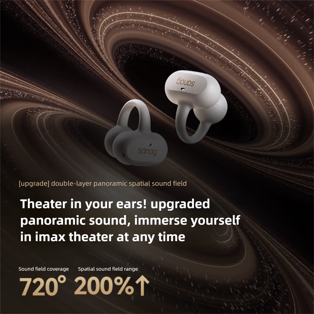Фото Sanag Z50 Ultra Open Ear Clip on Bluetooth Наушники HiFi Sound OWS Беспроводные наушники HD Call Наушники с глубокими басами Спортивная гарнитура №2
