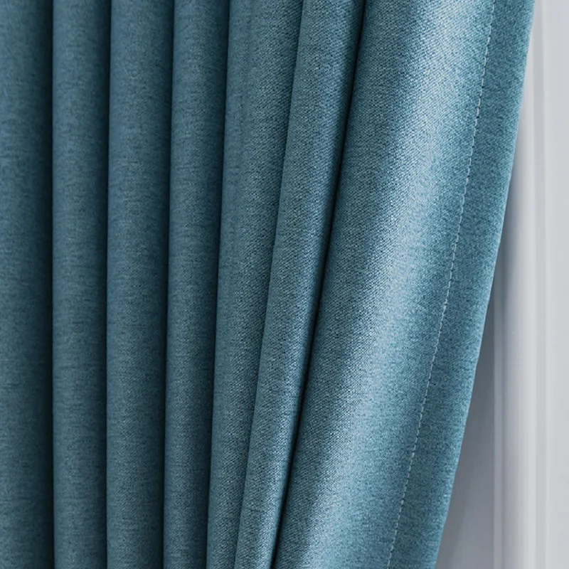 

Modern Comfortable and Soft Curtains for Living Room Bedroom Made of Linen Cortina Thickened Light Solid Color Drapes Custom