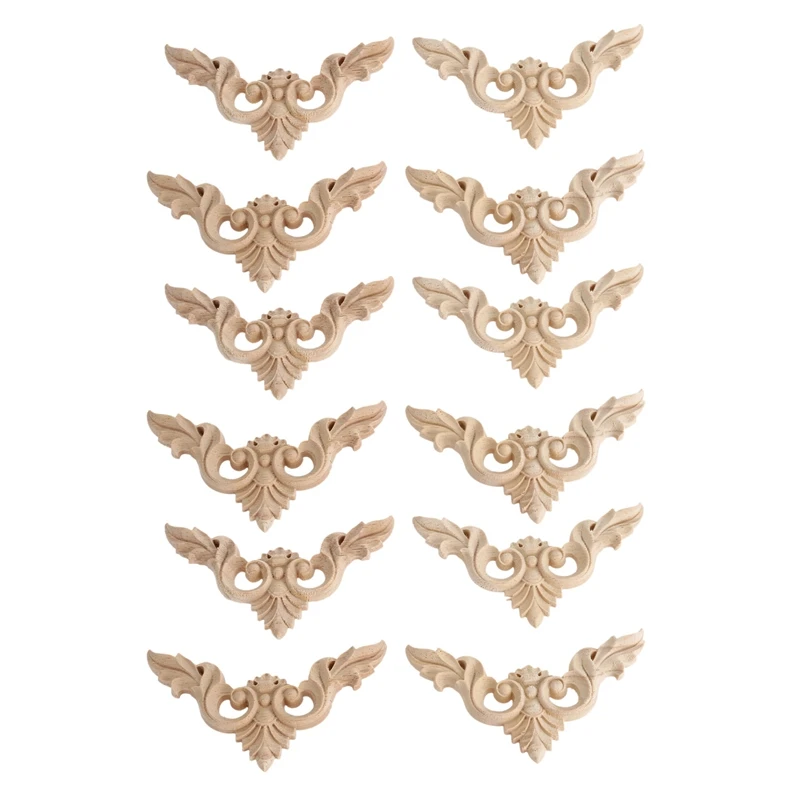 

12 шт. 8x8 см деревянные резные Угловые мебельные украшения для дома Неокрашенная аппликация