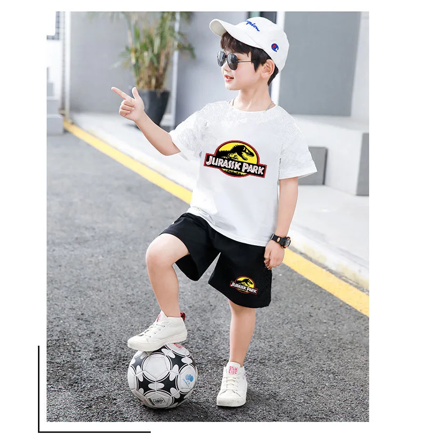 

Jurassic World Clothes for kids Casual Tops Summer children's T-shirt Jurassic Park T Shirt Boy girl Dinosaur shirt Clothing Set