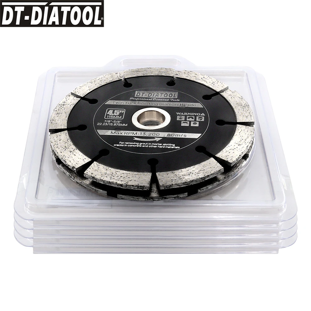 DT-DIATOOL 5pcs Diamond Sintered Slotting Saw Blades Dia4.5inch/115mm For Granite Marble Ceramic Core Holes Cutting Disc Saw Web