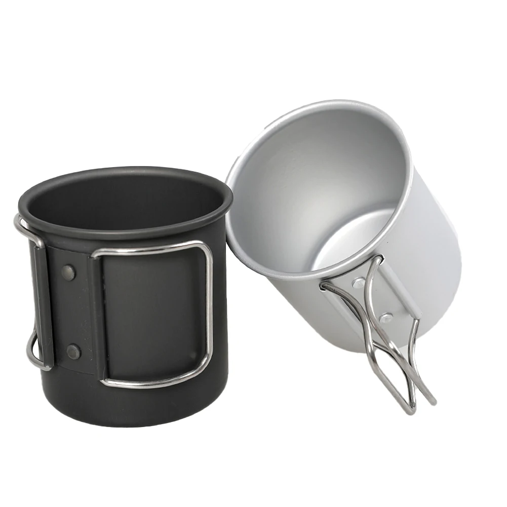 

250ml Aluminum Camping Mug Coffee Cup With Folding Handles Tea Mug Travel Cup Outdoor Camping Water Cup Mug Silver / Black