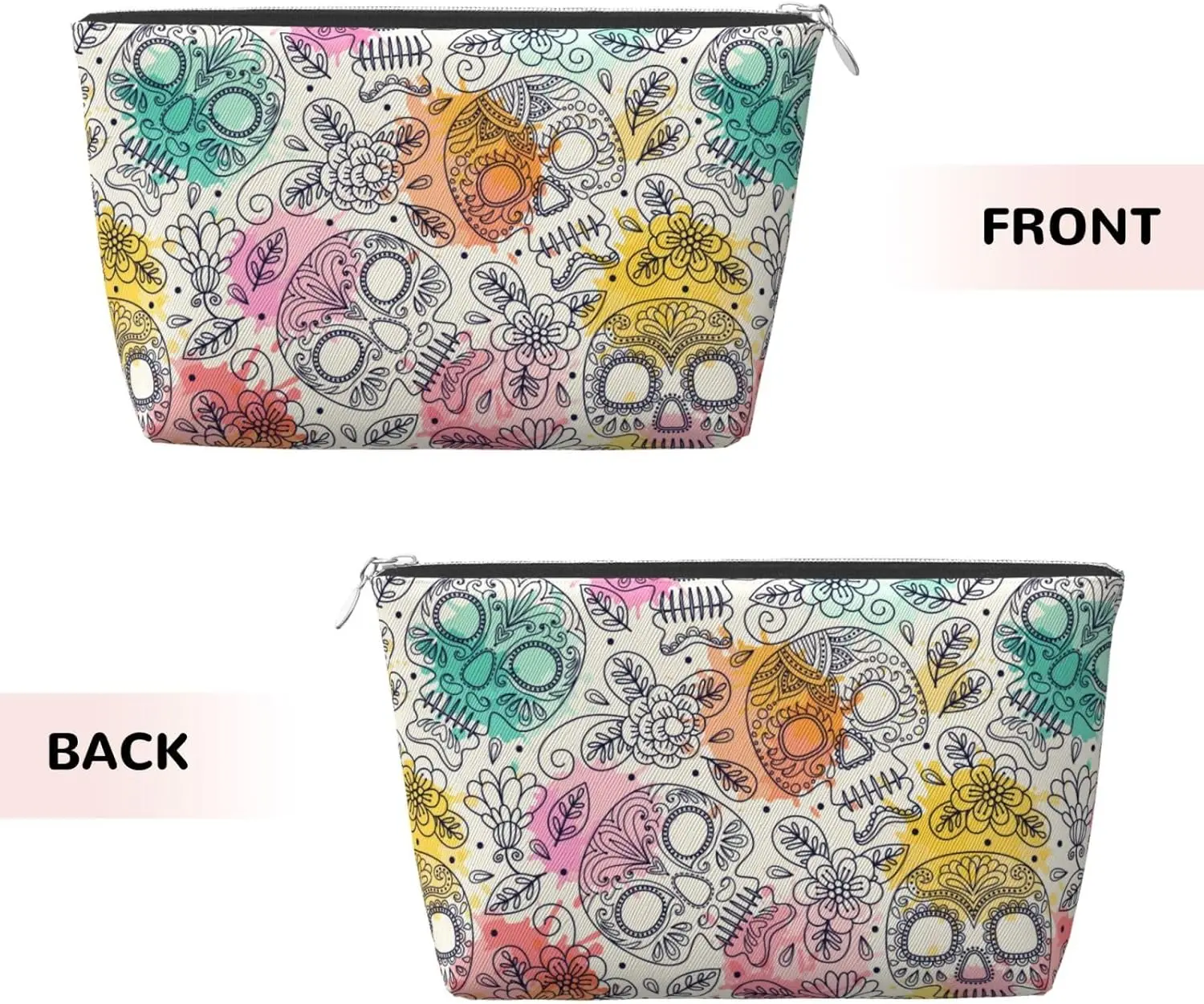 Косметичка с черепом и цветами женские дорожные туалетные принадлежности