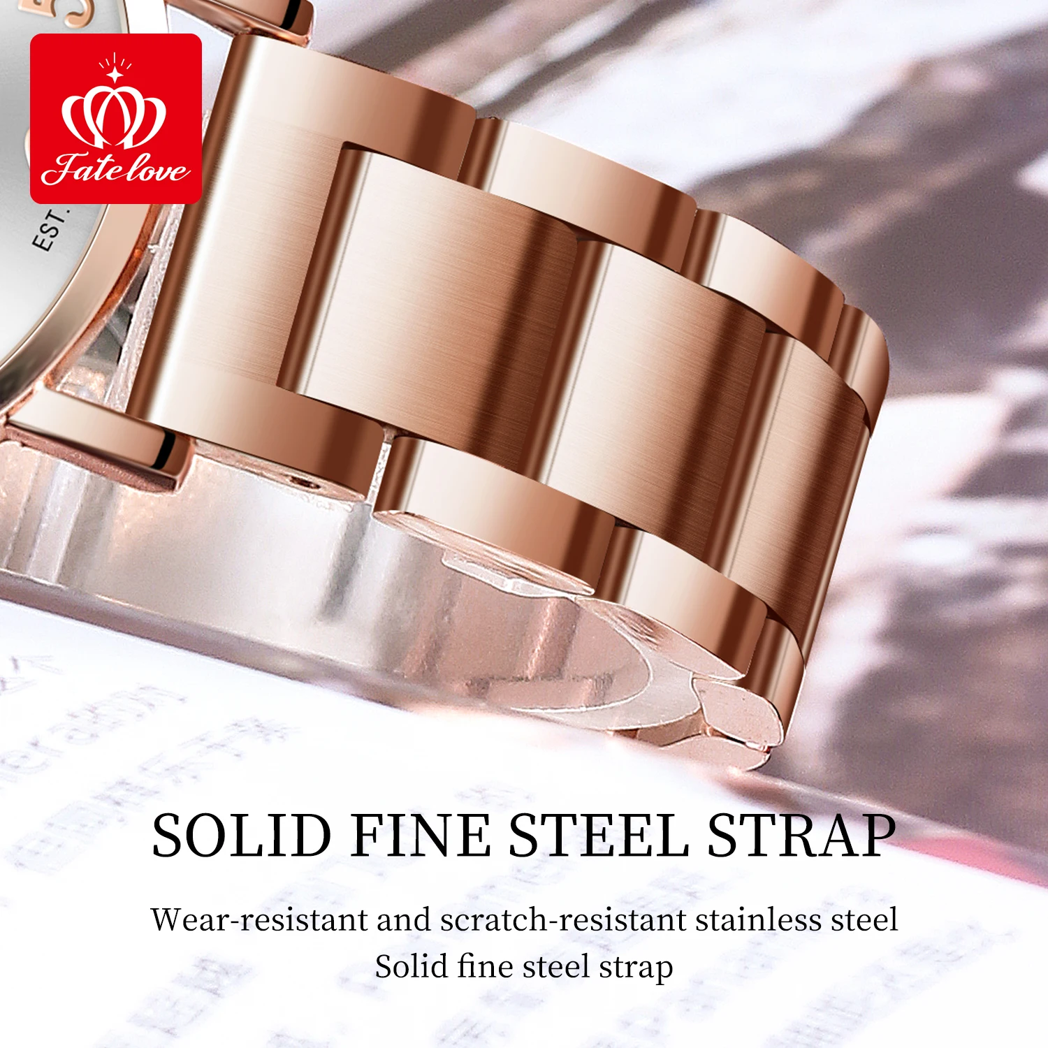 Fate Love Original Certified Brand Women's watches Fashion Luxury Stainless Steel Quartz Watch Waterproof Calendar Wristwatch