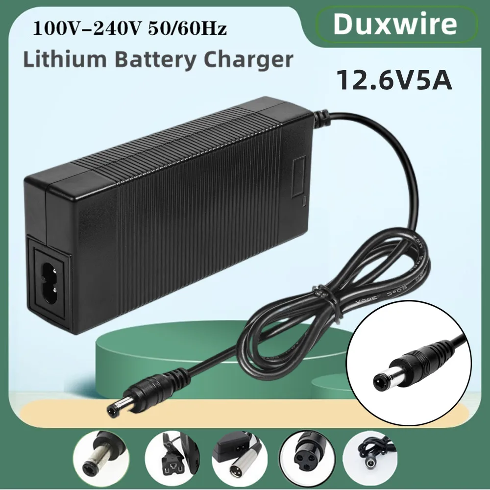 Duxwire 12.6V5A Lithium Battery Charger 100-240V Li-ion Power Pack High
Quality DC Plug EU US UK AU