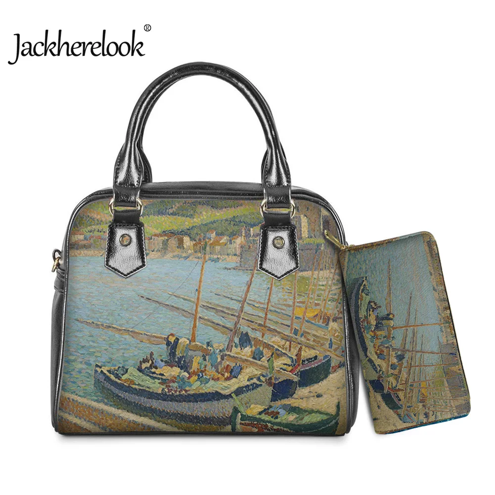 

Jackherelook 2 комплекта сумочки сумки для женщин масляная живопись красивый ландшафтный дизайн сумки с ручками большой емкости Bolso Mujer