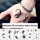 3D стерео наклейки с татуировками на Хэллоуин, ужас паук-Скорпион, наклейки с татуировками от комаров, временные водонепроницаемые наклейки для тела, груди, искусства