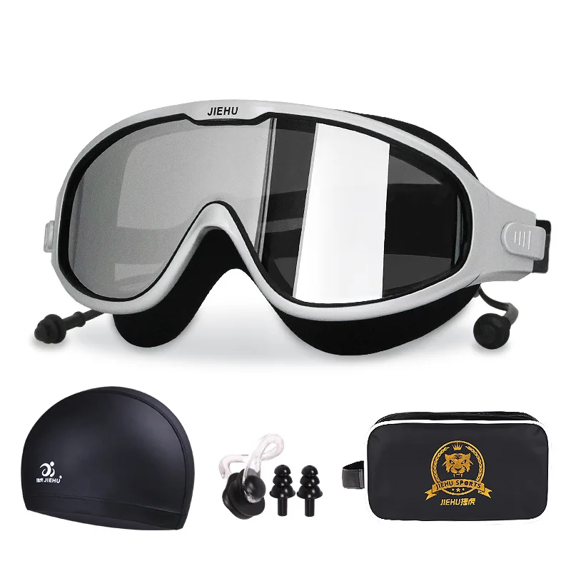 Men Women HD Waterproof Swimming Goggles Cap Hat Earplugs Nose Clip Bag Set Anti-fog UV Silicone Diving Glasses Equipment