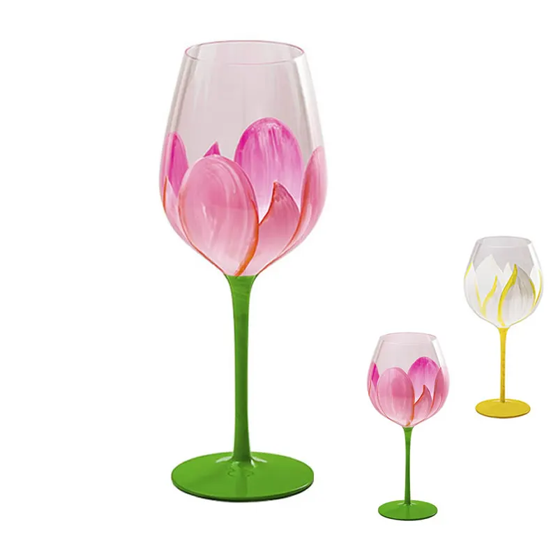 

Хрустальный бокал для вина ручной работы, креативный средневековый окрашенный бокал, чашка, роза, Семейный Размер, 6 шт./комплект, без свинца