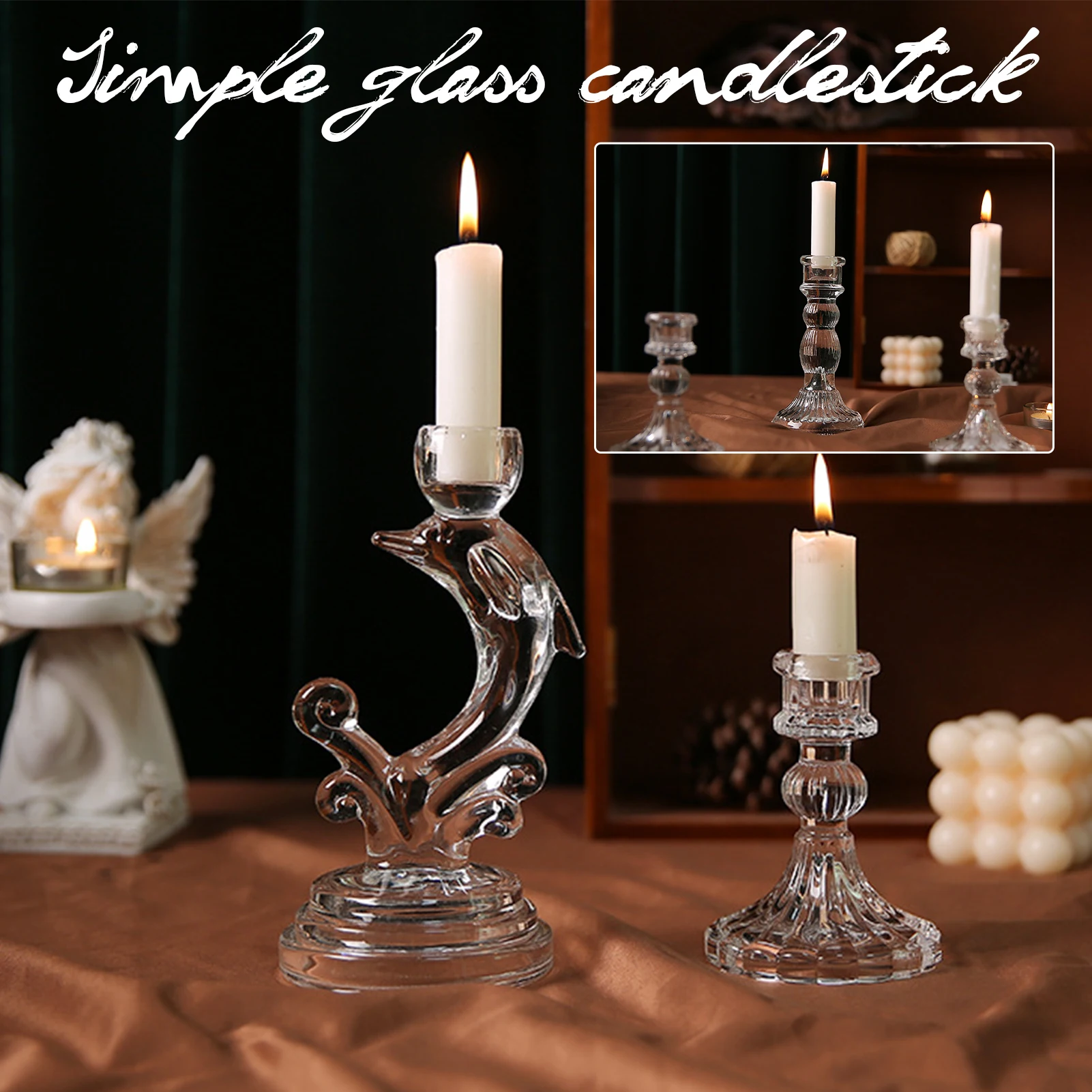 Glass Taper Candle Stand Holder For Wedding Home Ramadan Decoration Accessories