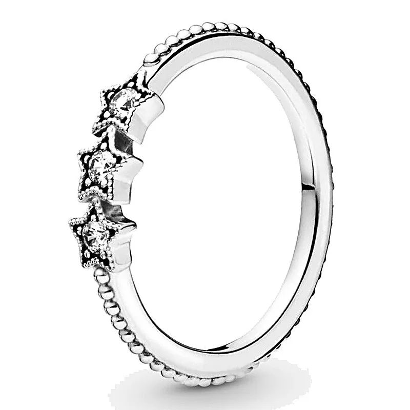 

Authentic 925 Sterling Silver Sparkling Celestial Stars With Crystal Ring For Women Wedding Party Europe Fashion Jewelry