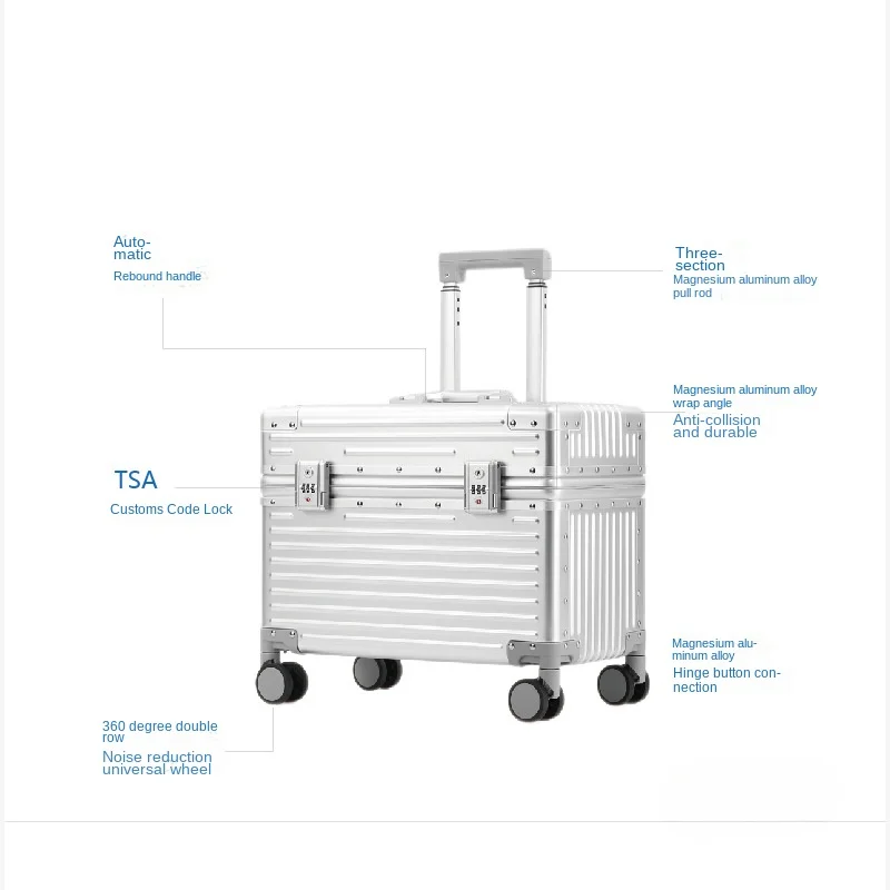 KANGSHILU New 16“18''20''24 Inch Aluminum Suitcase Alloy Trolley Case Universal Luggage Men Women's Travel Offers with Wheels